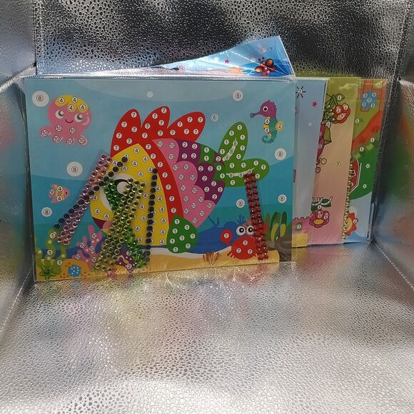 4-Pack Cartoon Diamond Painting Kits | Kids DIY Mosaic Sticker Art Set - Picture 4 of 5